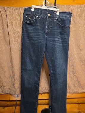 True Religion Indigo Denim Jeans with Red Logo Patch